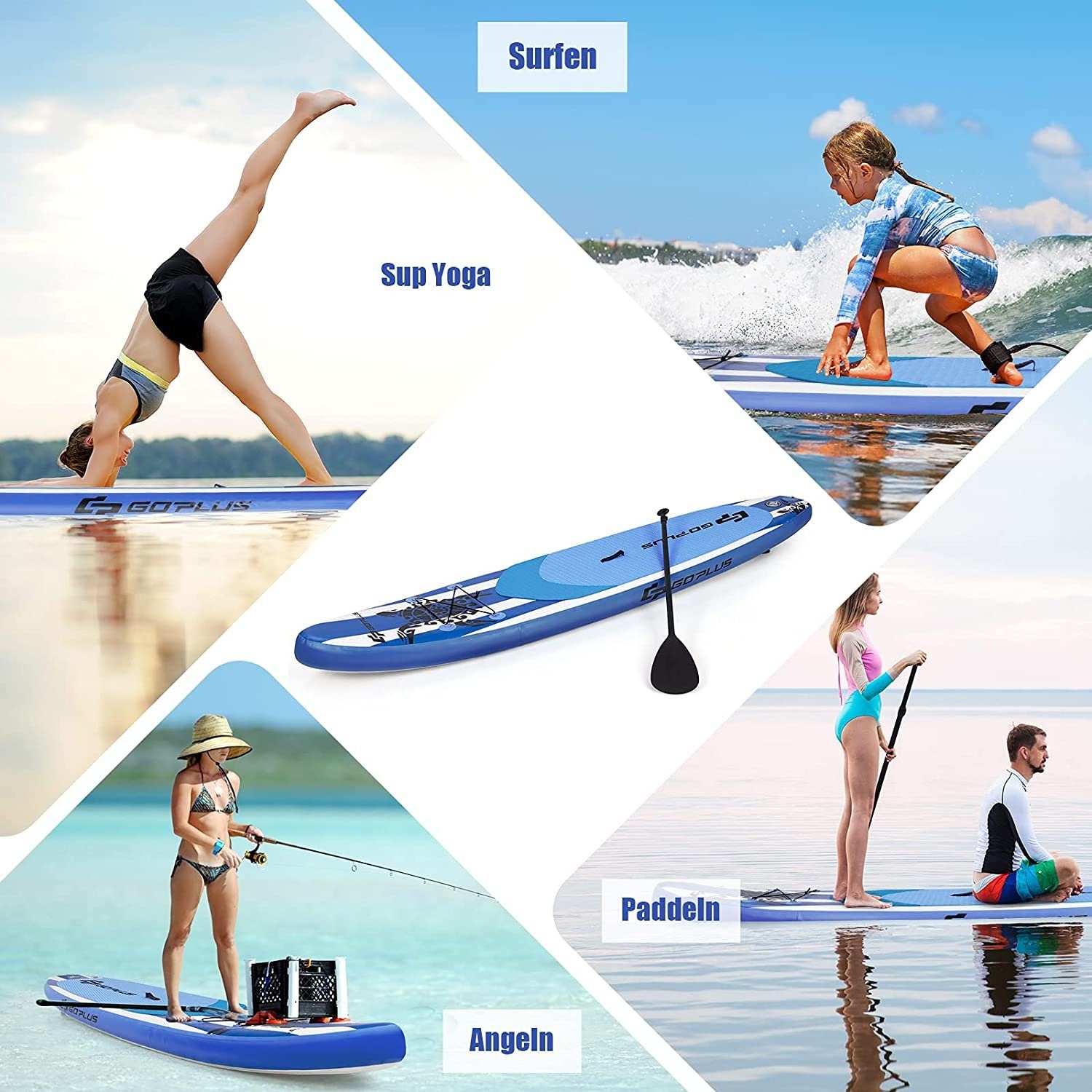 KOMFOTTEU SUP-Board Aufblasbare Paddle Board, Belastbar bis 150 kg