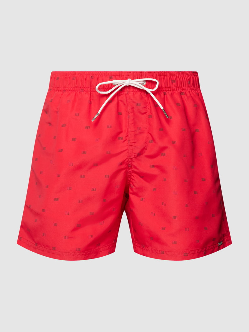 Badehose mit Allover-Muster Modell 'Marineland' in rot