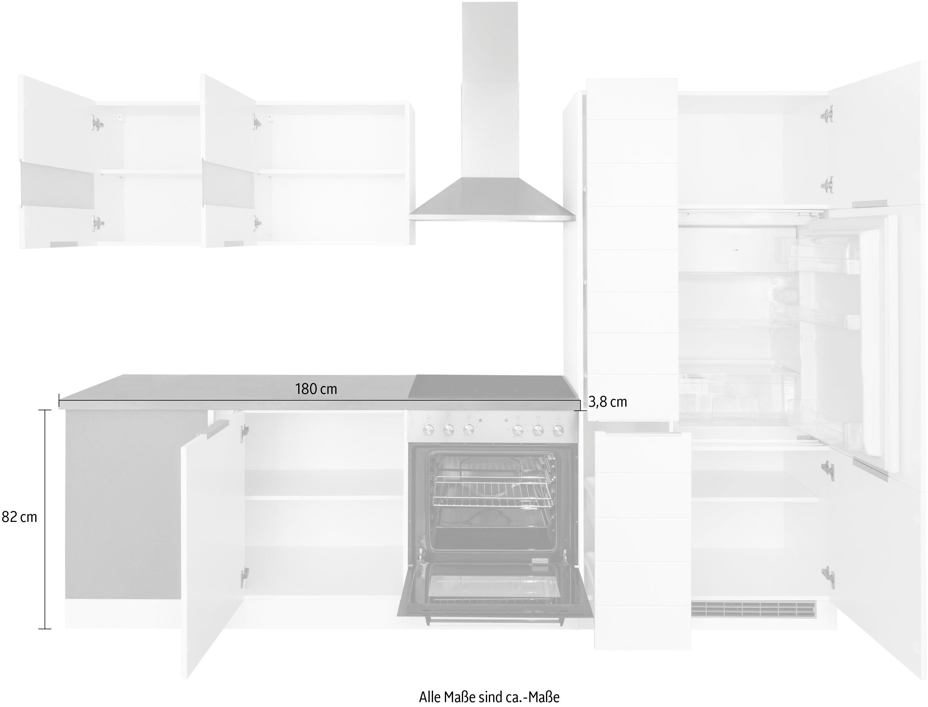 HELD MÖBEL Küche Luhe, Stellbreite 240x270 cm, wahlweise mit oder ohne E-Geräten, MDF-Fronten
