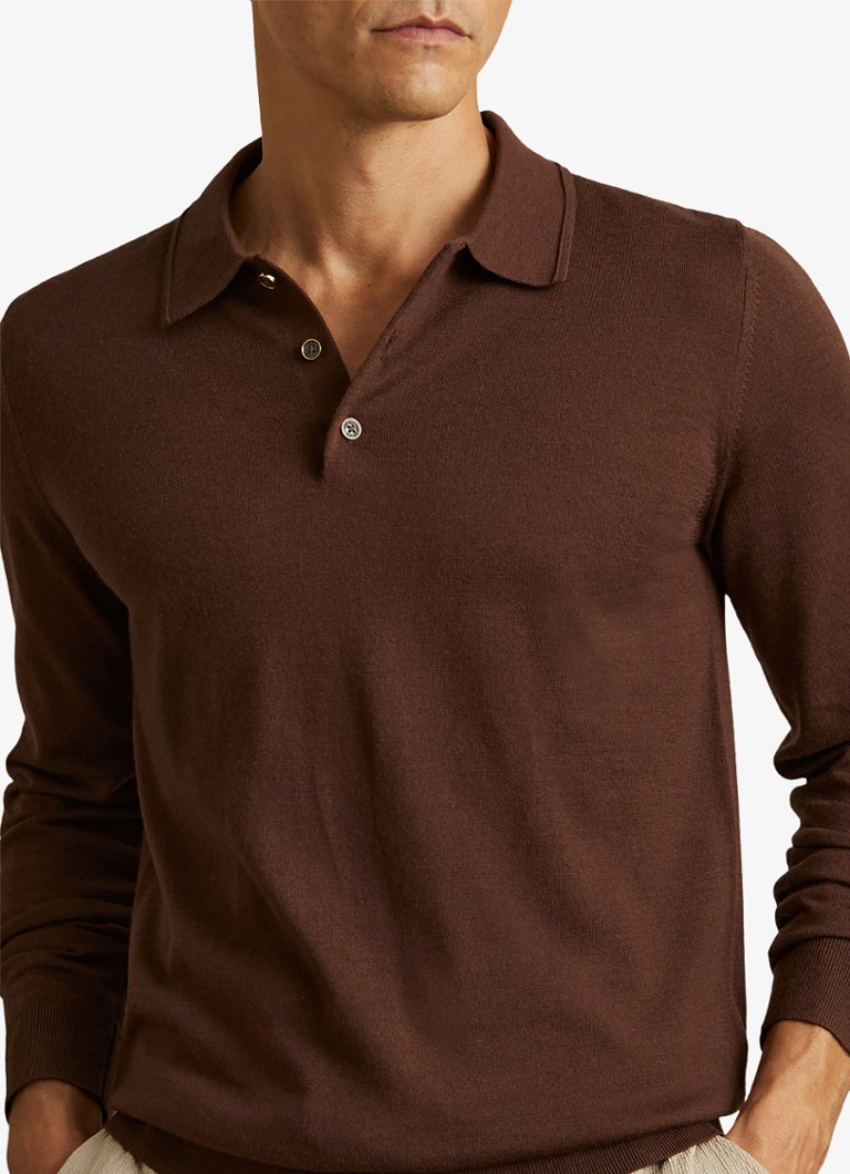 Camisa polo Reiss Trafford de malha fina e corte slim em lã merino