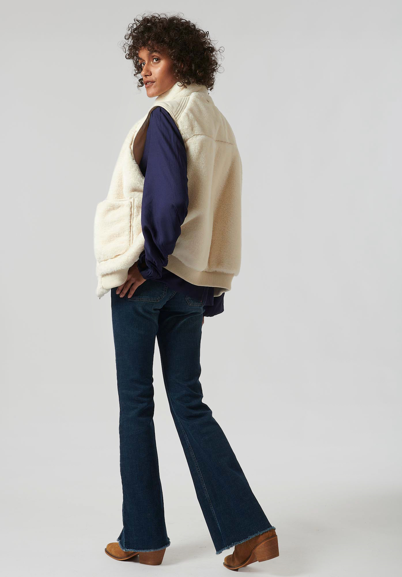PECHE  Veste sans manches écru femme