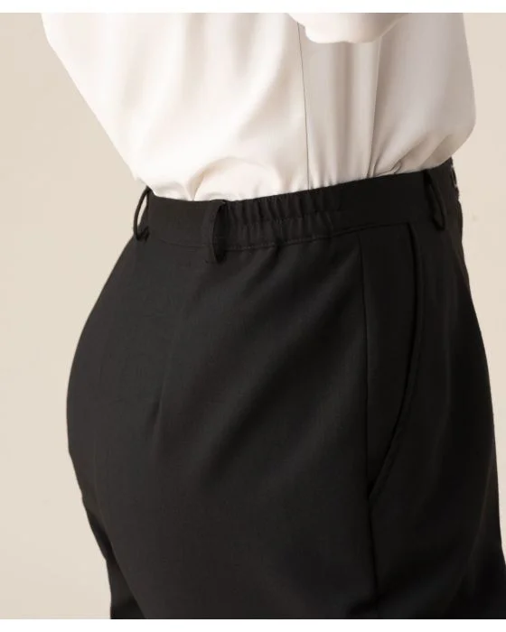 Pantalon droit, lainage aspect flanelle, 2 statures