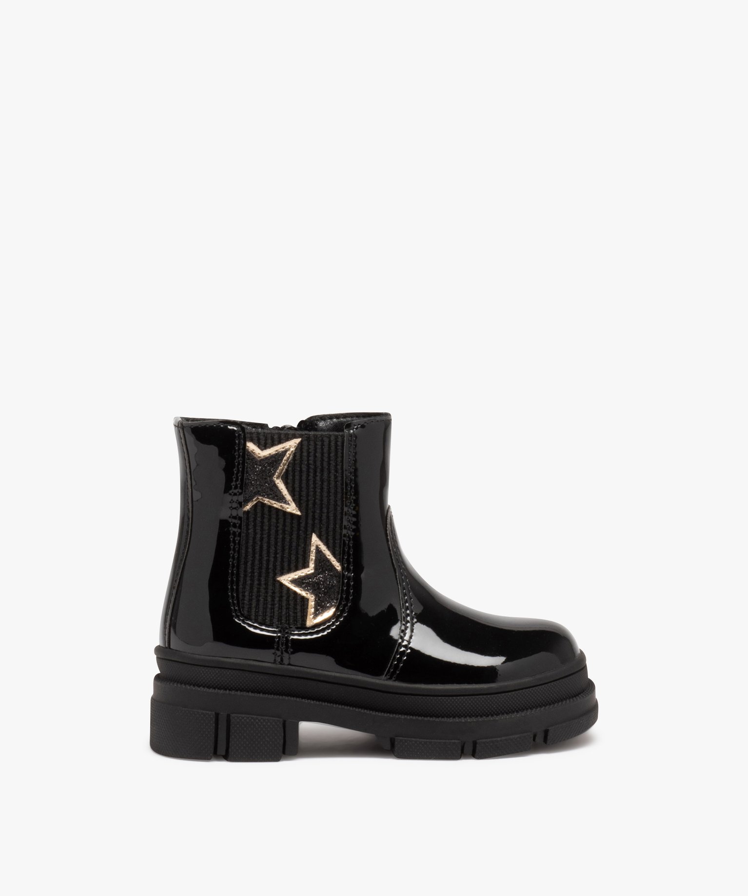 Boots fille style Chelsea dessus verni à semelle crantée e... noir | GEMO