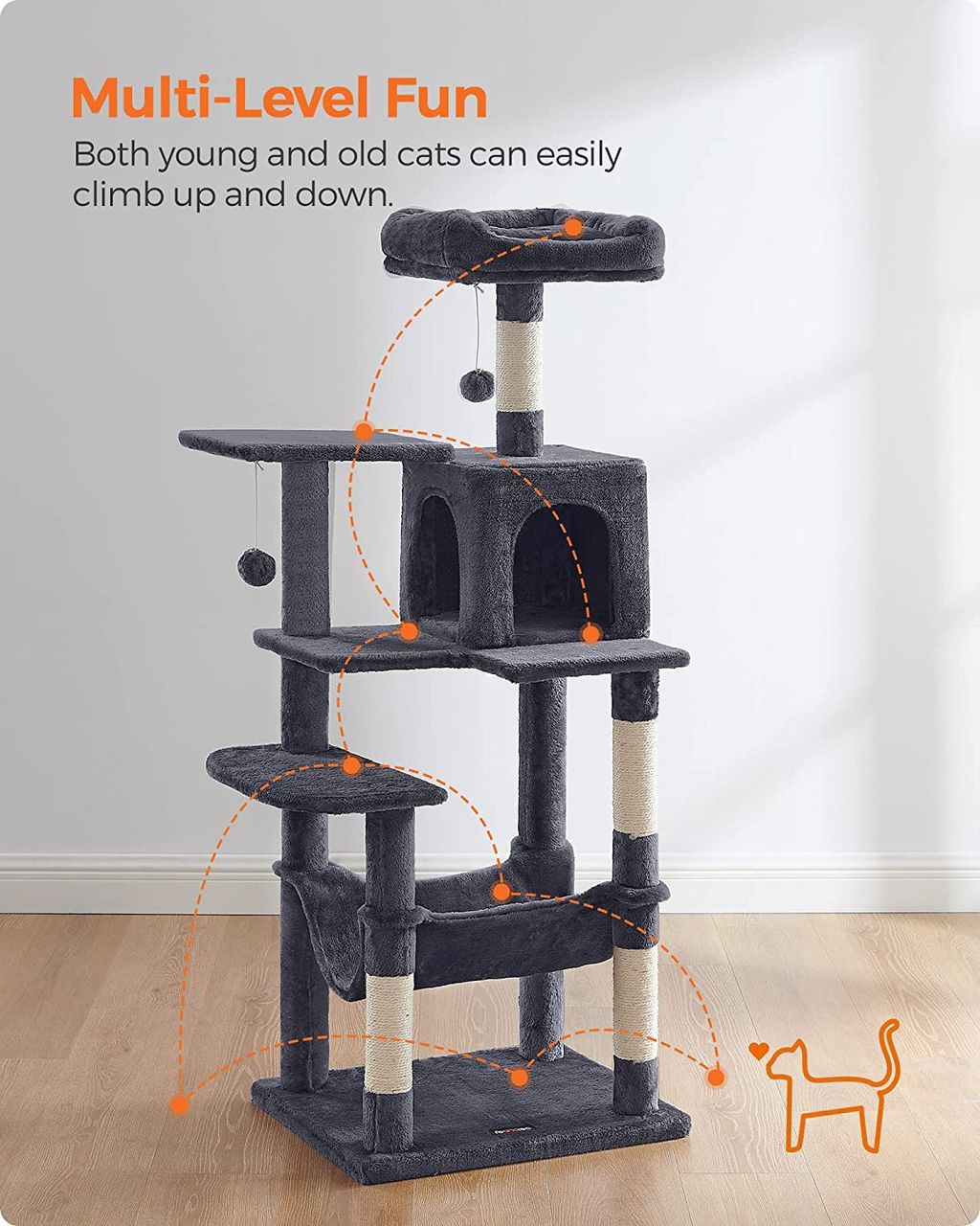 Songmics Katzenbaum, 55x45x143cm