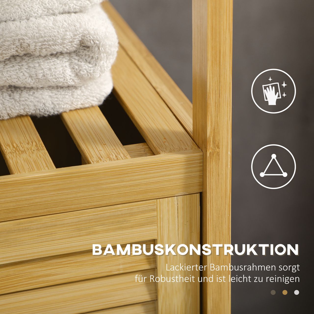 kleankin Badezimmerschrank Badschrank mit offenem Fach, Kippschutz, Bambus