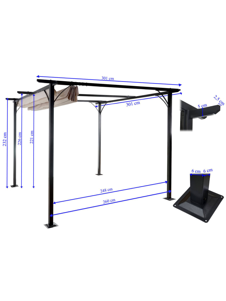 MCW Pergola C42 mit Schiebedach, 3x3m creme günstig kaufen onesize