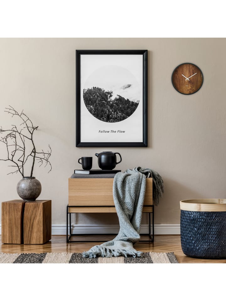 relaxdays Wanduhr in Holzoptik/ Schwarz - Ø 29,5 cm günstig kaufen onesize