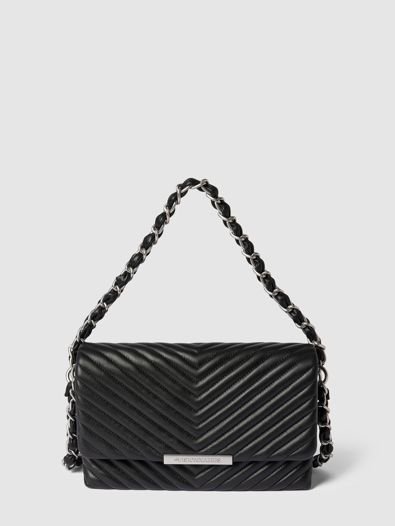 Umhängetasche mit Label-Detail Modell 'IRIS' in schwarz