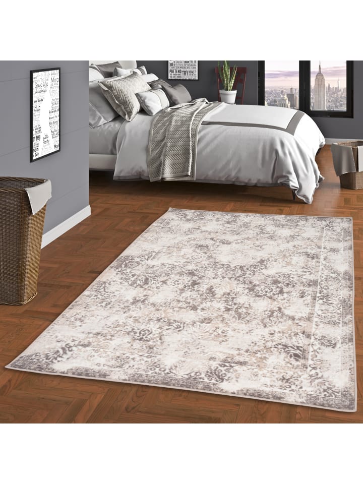 Pergamon Designer Teppich Tawira Vintage Bordüre in Grau Beige günstig kaufen