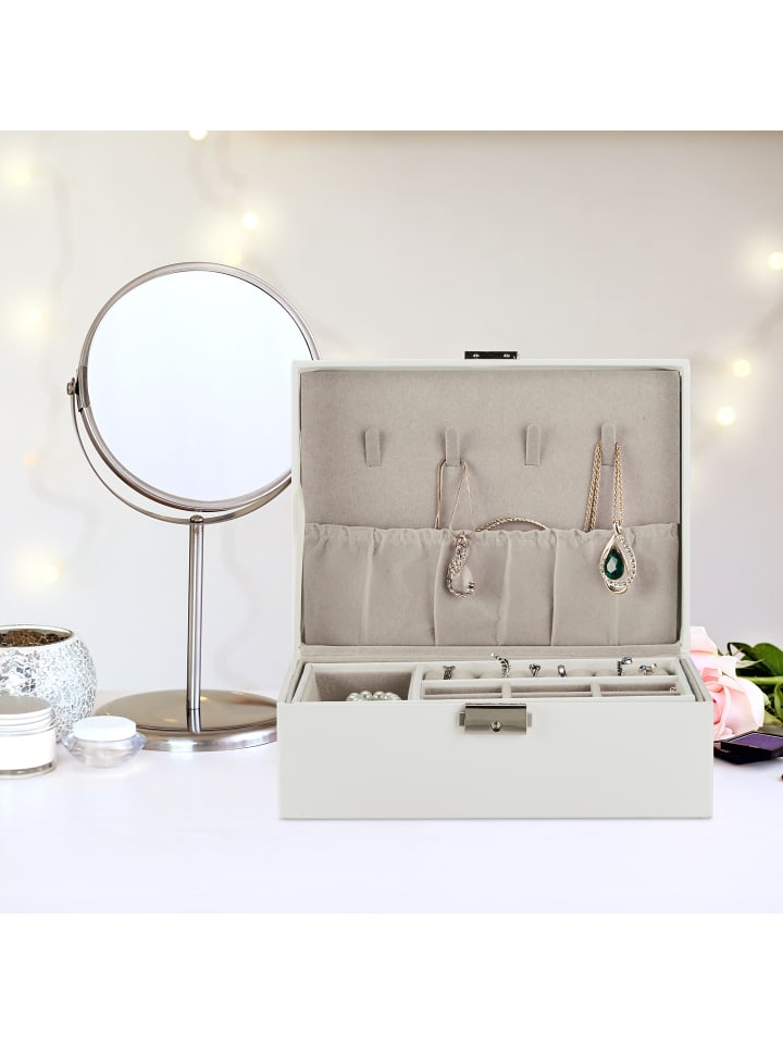 relaxdays Schmuckkasten in Weiß - (B)23 x (H)9,5 x (T)17,5 cm günstig kaufen onesize