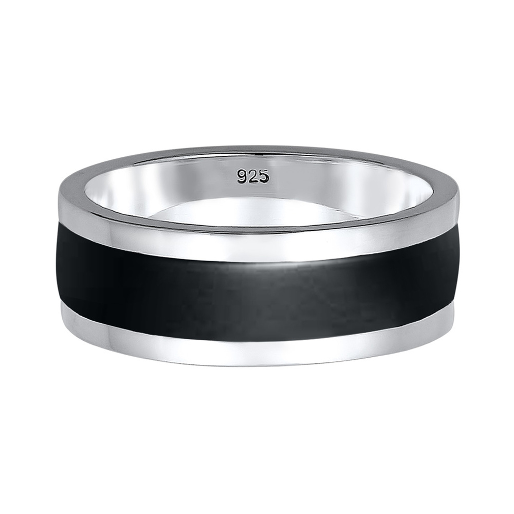 KUZZOI KUZZOI Bague Bandring pour homme en émail Geo de base, occasionnel, en argent ste Bague