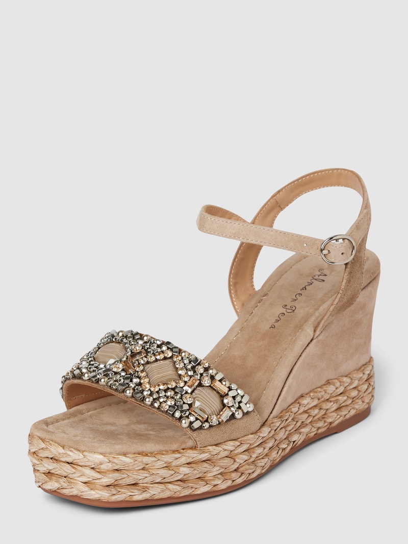 Wedges mit Ziersteinbesatz in beige