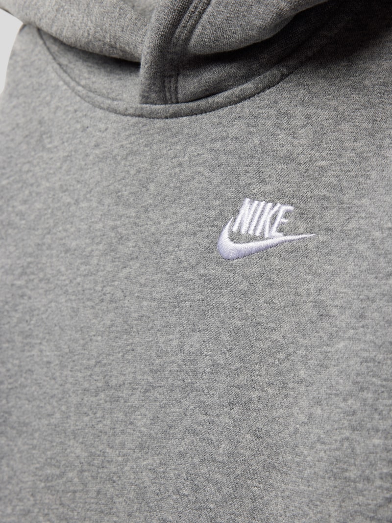 Hoodie mit Label-Stitching in mittelgrau meliert
