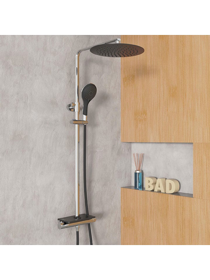Schütte Überkopfbrauseset mit Thermostat-Armatur ''Grande Vita'' in Silber/ Schwarz günstig kaufen onesize