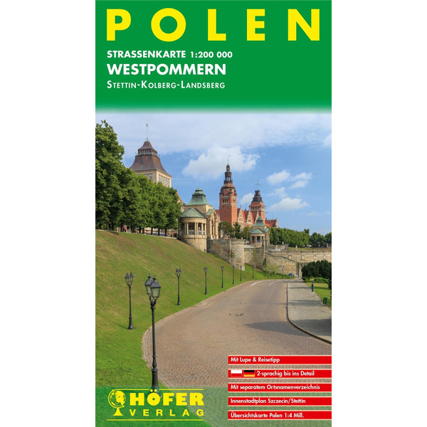 Höfer Polen PL 001. Westpommern - Stettin /Kolberg /Landsberg - Straßenkarte