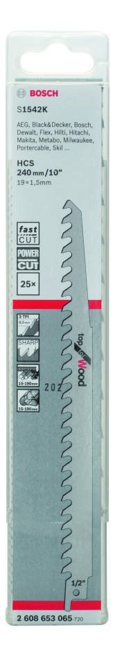 „Bosch Blue“ priedai 2608653065 S1542K tiesinio pjūklo ašmenys medienai, 240 mm, 25 vnt.