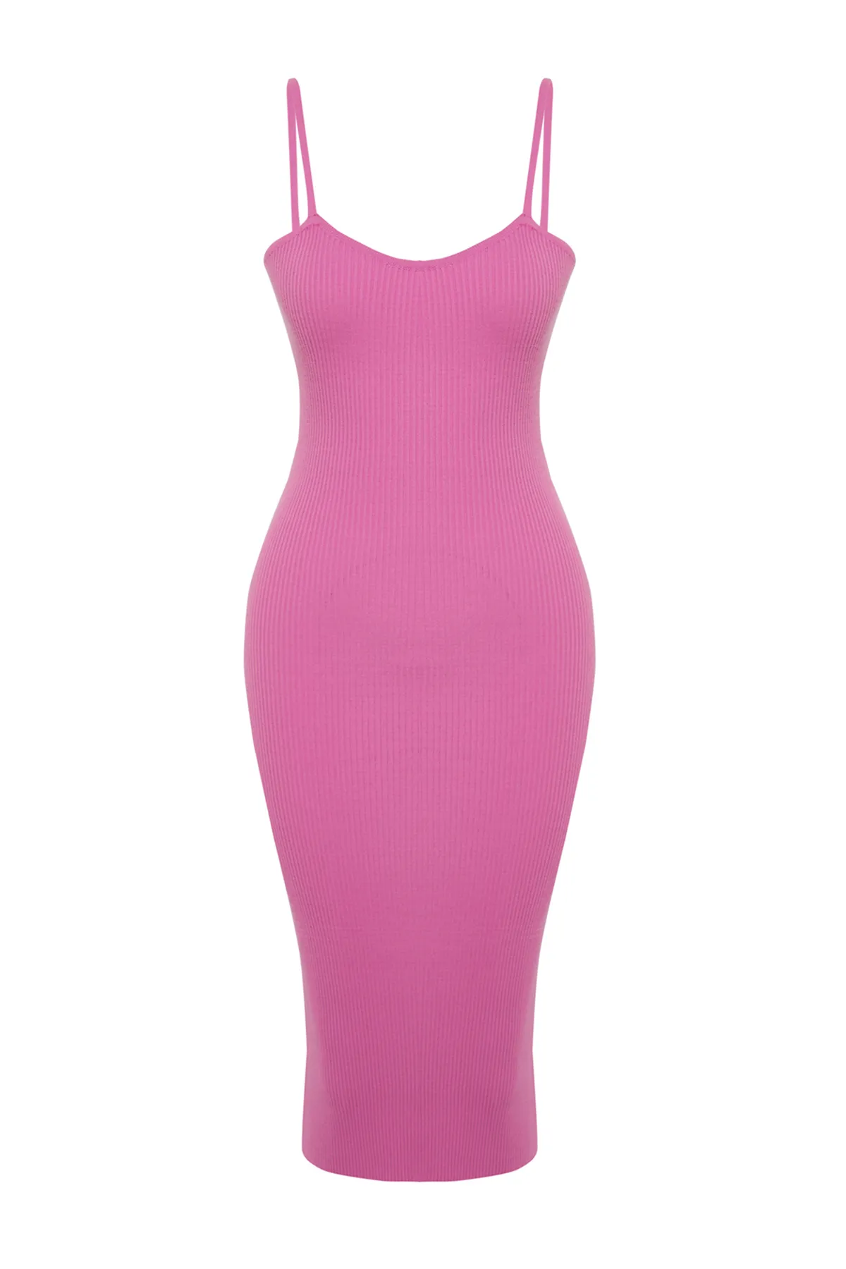 Trendyol Collection  Rosa tailliertes Midi-Strick-Cardigan-Kleid-Set TWOSS21EL0208