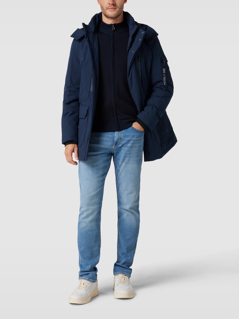 Parka mit abnehmbarer Kapuze in marineblau