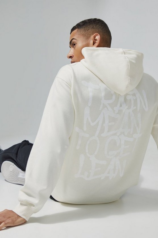Man Active Oversize Hoodie mit Train Mean Slogan