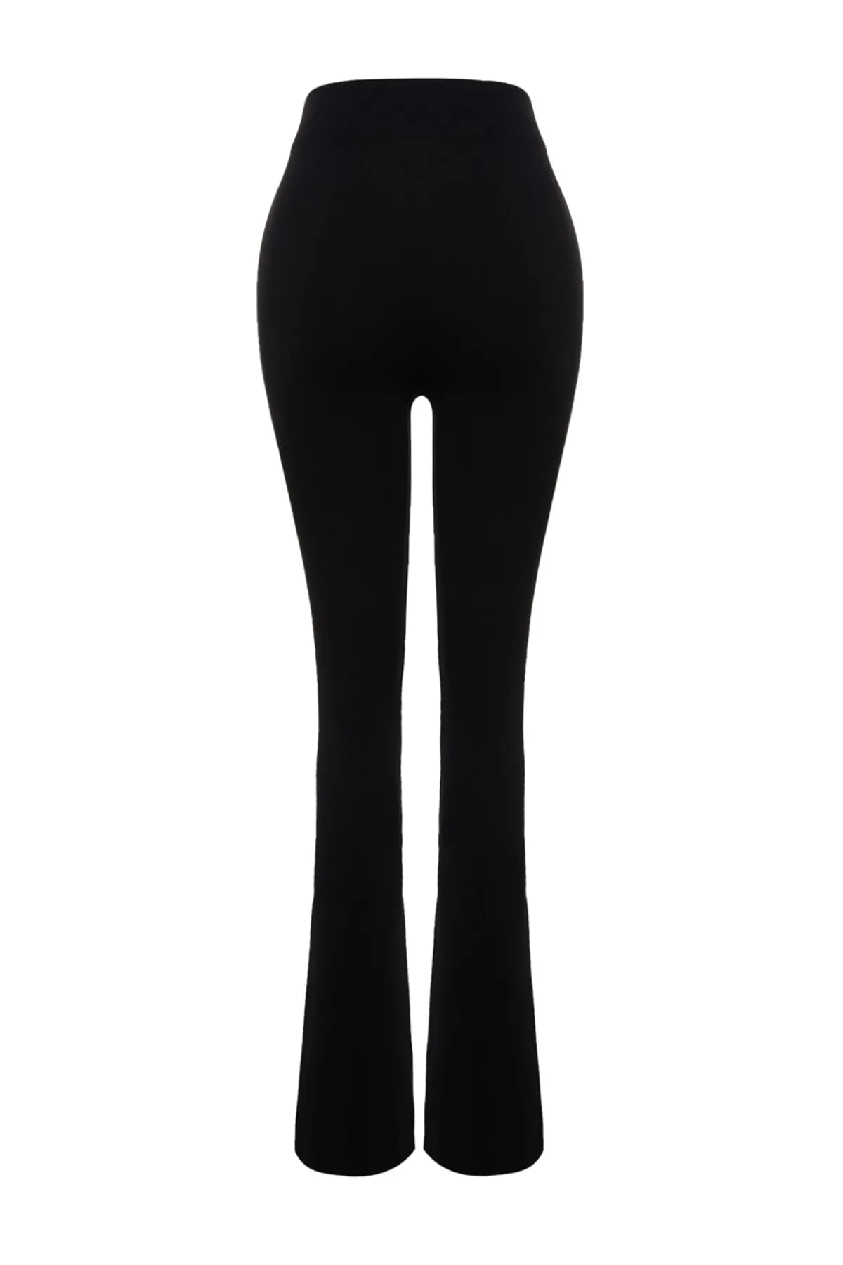 Trendyol Collection  Schwarze Strick-Leggings mit elastischem Bund und geripptem Schlag/Spanisches Bein mit hoher Taille TWOAW22PL0107