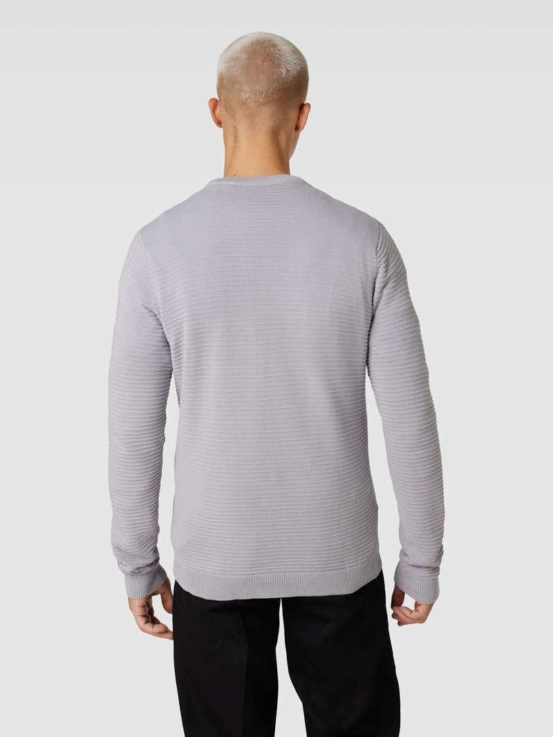 Strickpullover im fein strukturierten Design Modell 'WILLIAM' in hellgrau