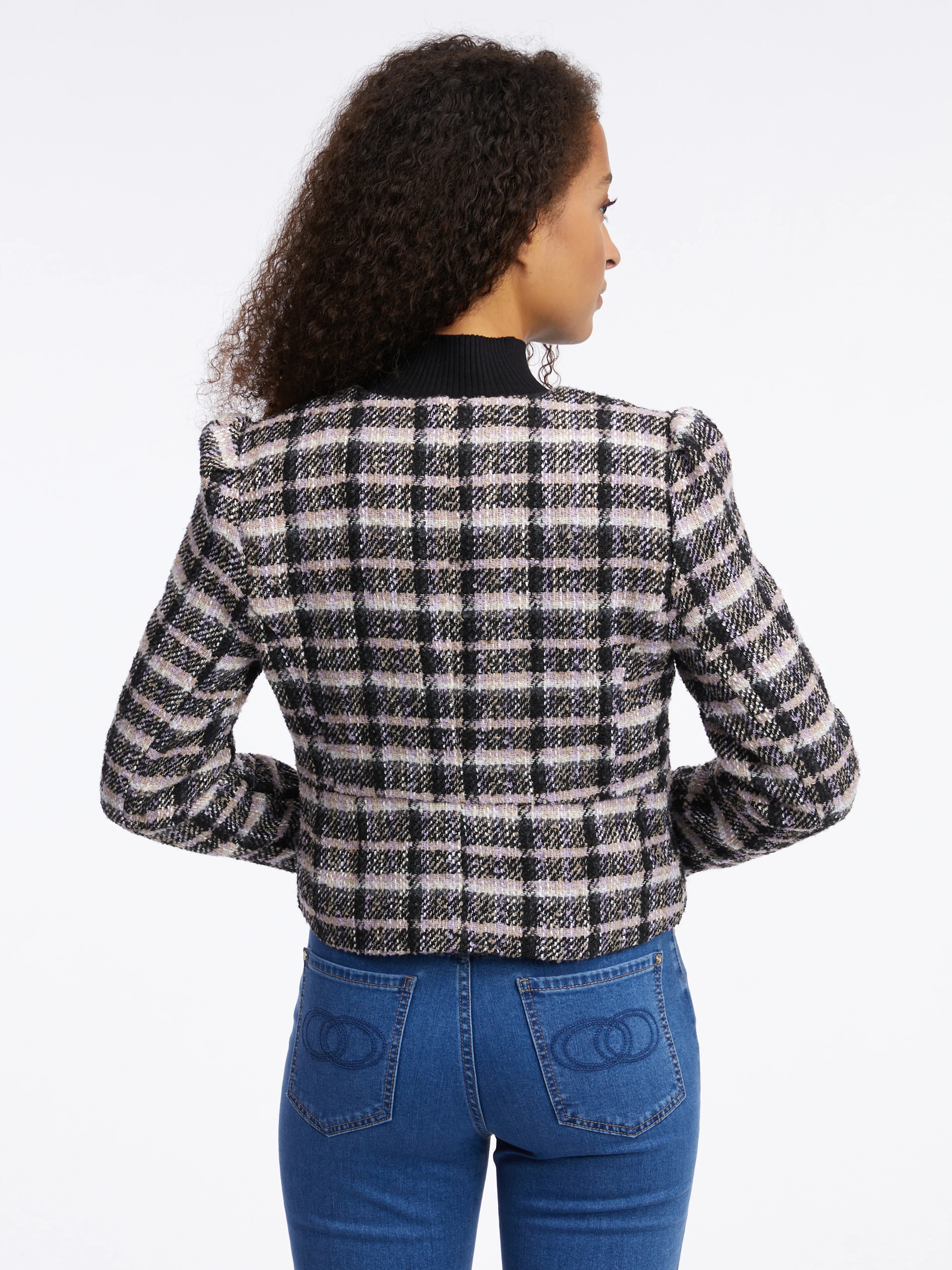 Schwarzer Damen-Karo-Blazer ORSAY