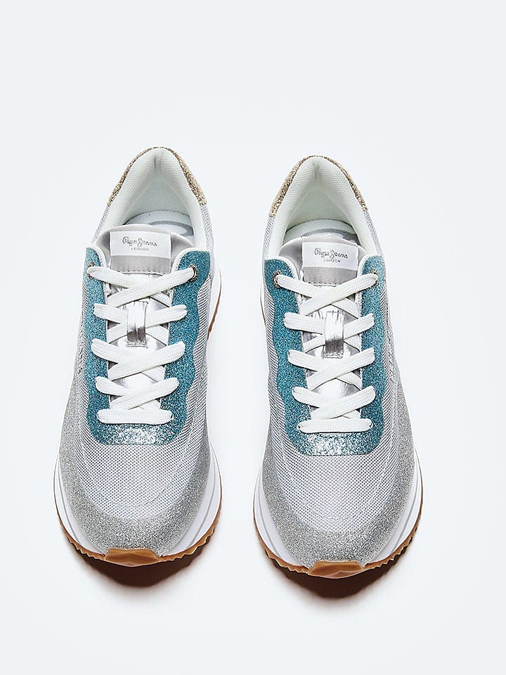 Pepe Jeans FOOTWEAR Sneakers in Silber-Grau & Türkis gr 39 günstig kaufen 39