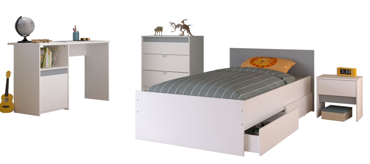 Parisot Kinderzimmer, 5-tlg., Pirouette 25 - Farbige Einsätze drehbar - Rosa oder Grau