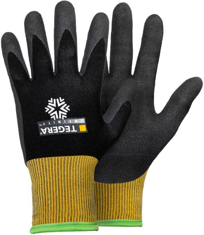 TEGERA Tegera Infinity Nein Arbeitshandschuhe Acryl, Nitrilschaum, Nylon, PU  (Polypropylen) auf Wasserbasis, Spandex, Vlies Medium (M) Gelb, Schwarz 6 Paar