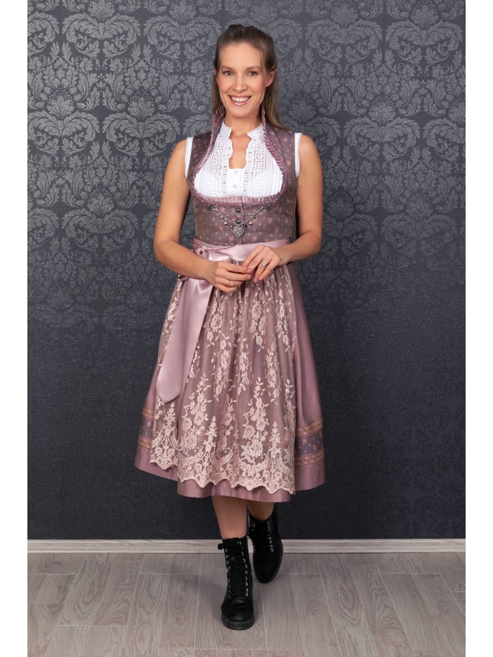 Edelnice Midi Dirndl 2-teilig Madeleine Stehkragen in rose günstig kaufen