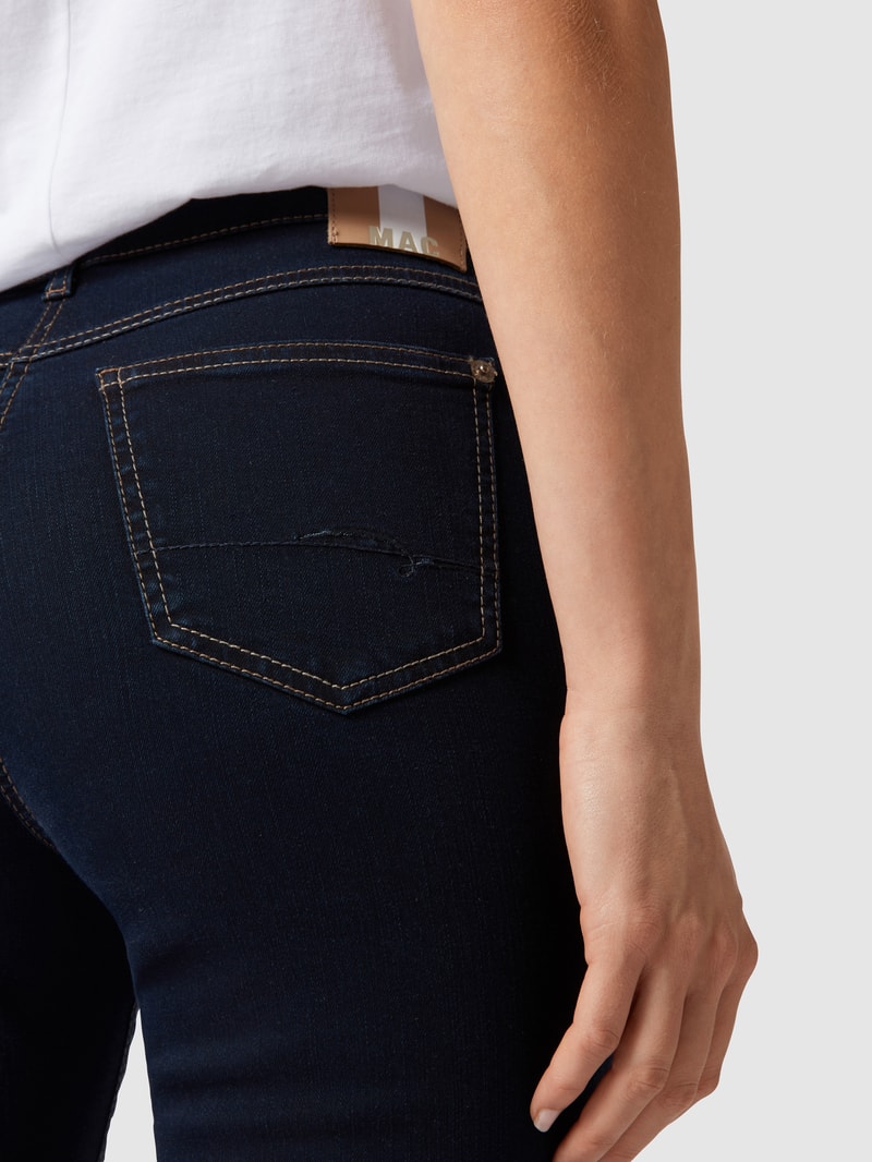 Straight Fit Jeans mit Label-Patch Modell 'Angela' in marineblau