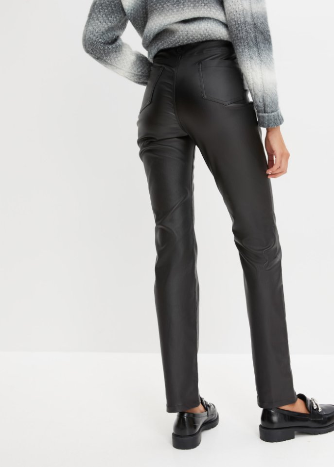 Lederimitat-Hose mit schrägem Bund