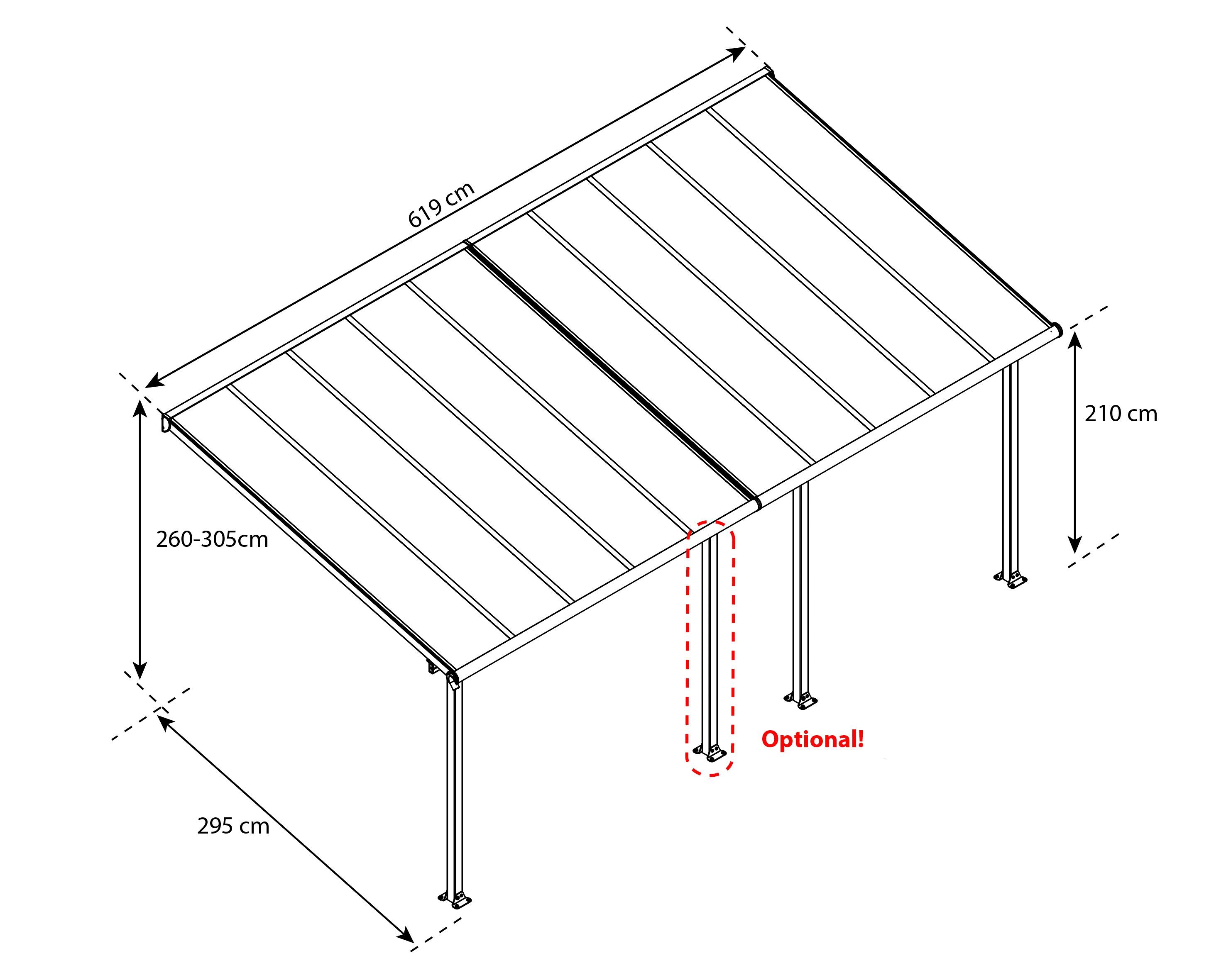 Palram - Canopia Terrassendach Olympia 3x6.1, BxT: 619x295 cm, Bedachung Doppelstegplatten, BxT: 619x295 cm