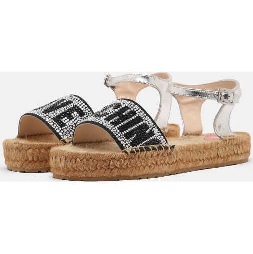 Love Moschino Espadrilles Sandaletten mit Glitzersteinen