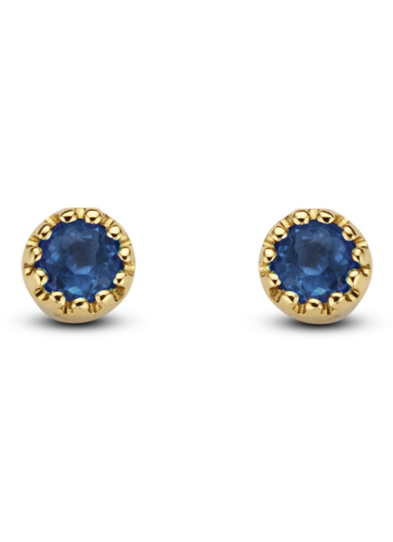 Diamond Point Yellow gold earrings 0.10 ct blue sapphire Joy