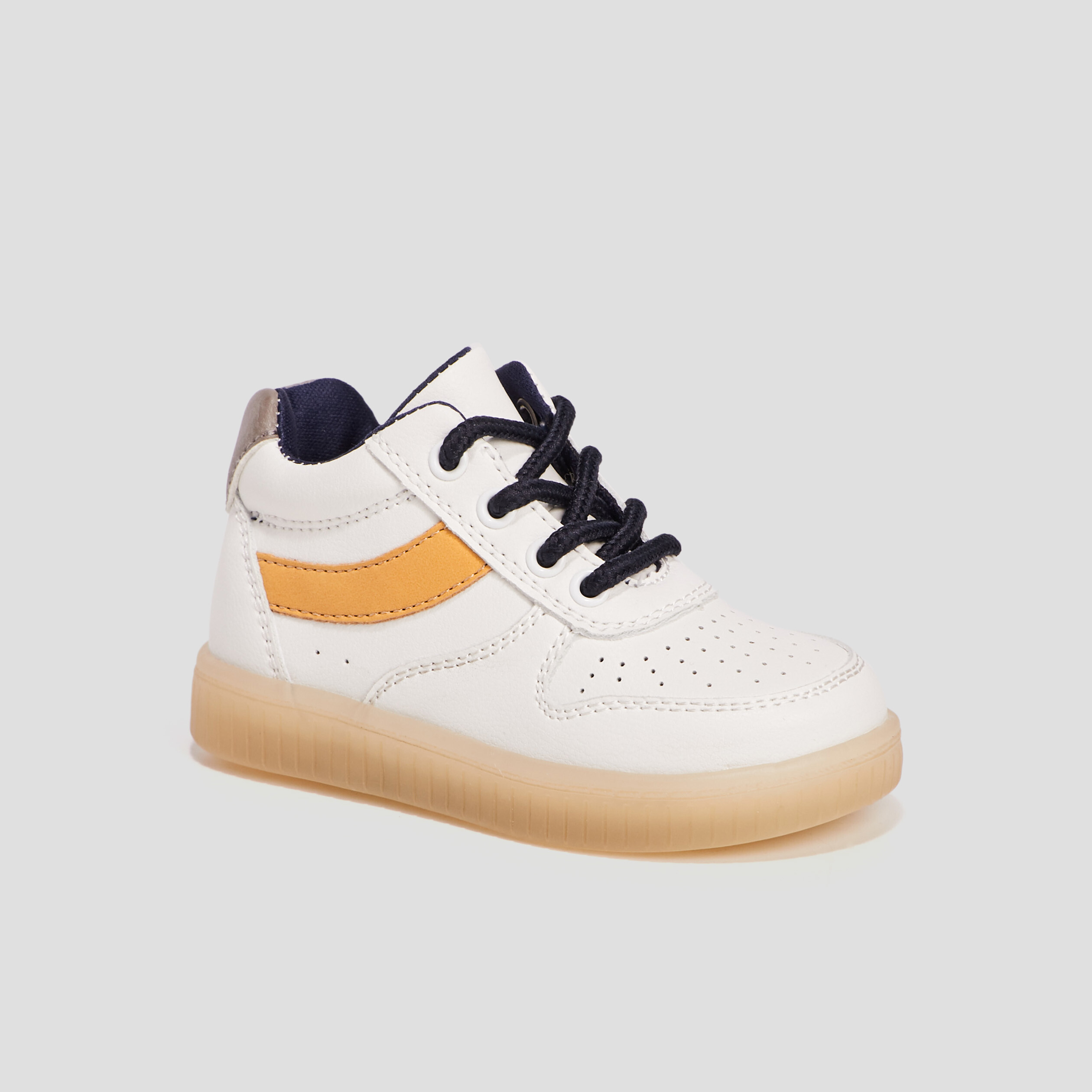 Baskets montantes à lacets blanc bébé garçon | La Halle