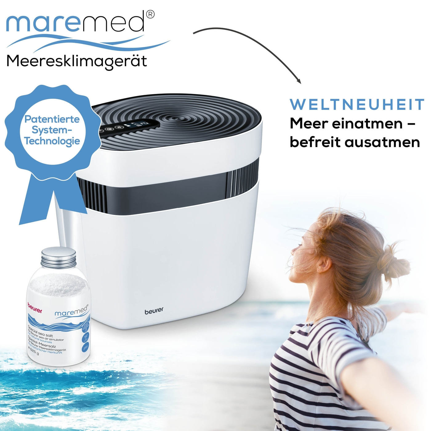 Beurer maremed® MK 500 & Spezial-Meersalz & Filterset-Atmen Sie Meeresluft zu Hause - mit dem Kombiset