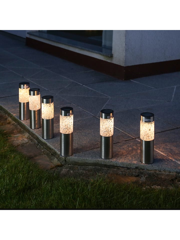 MARELIDA 6er Set Solar Wegleuchten Mosaik mit Erdspieß in silber - H: 22cm günstig kaufen onesize