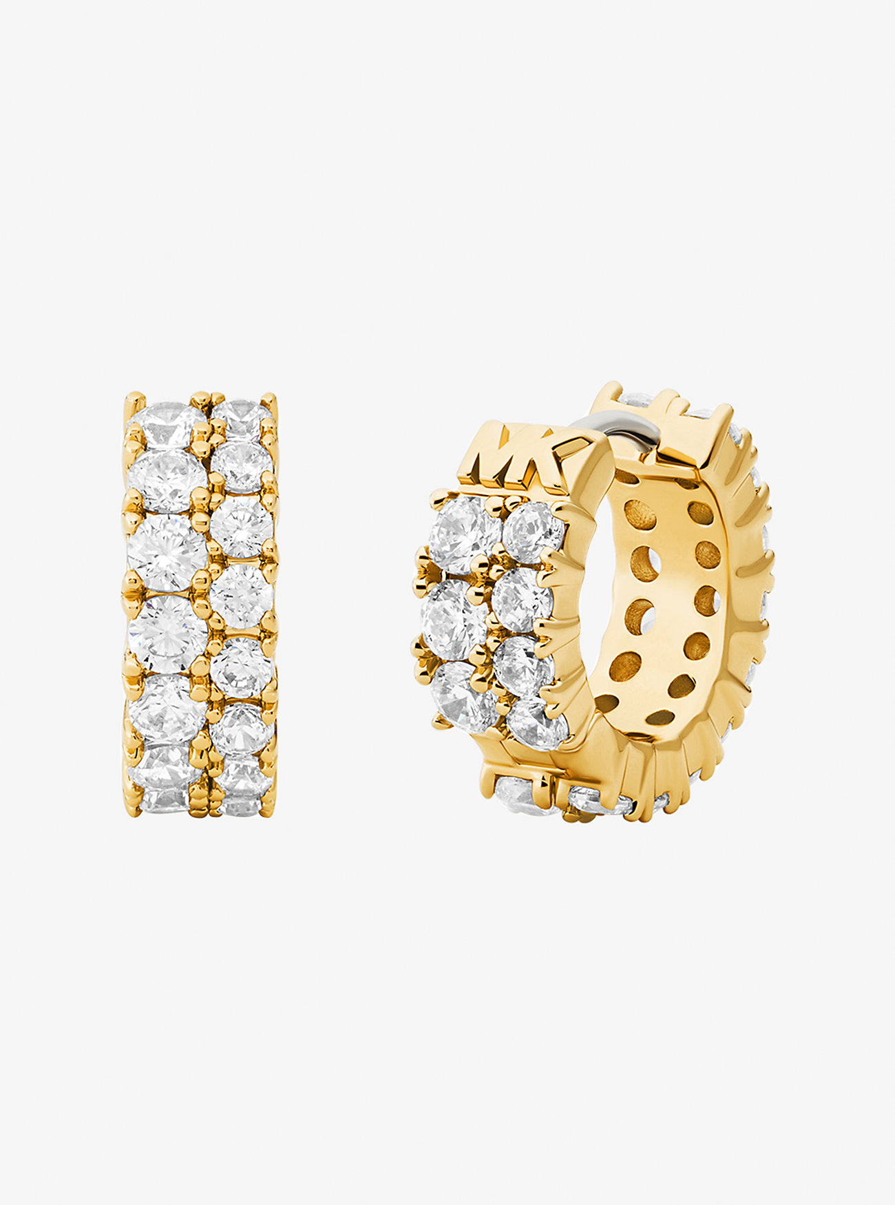Double Pavé Huggie Earrings - GOLD