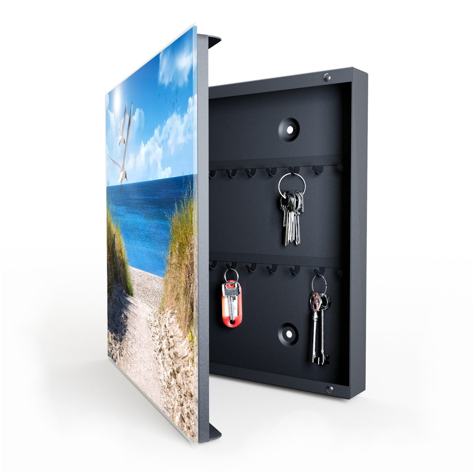 Primedeco Schlüsselkasten Magnetpinnwand mit Glasfront Möwen am Meer (1 St)