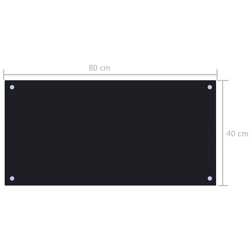 vidaXL Küchenrückwand Küchenrückwand Schwarz 80 x 40 cm Hartglas Nieschenverkleidung Spritzs