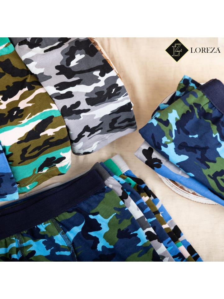 LOREZA 10er Set Boxershorts - Camouflage - Bunt günstig kaufen