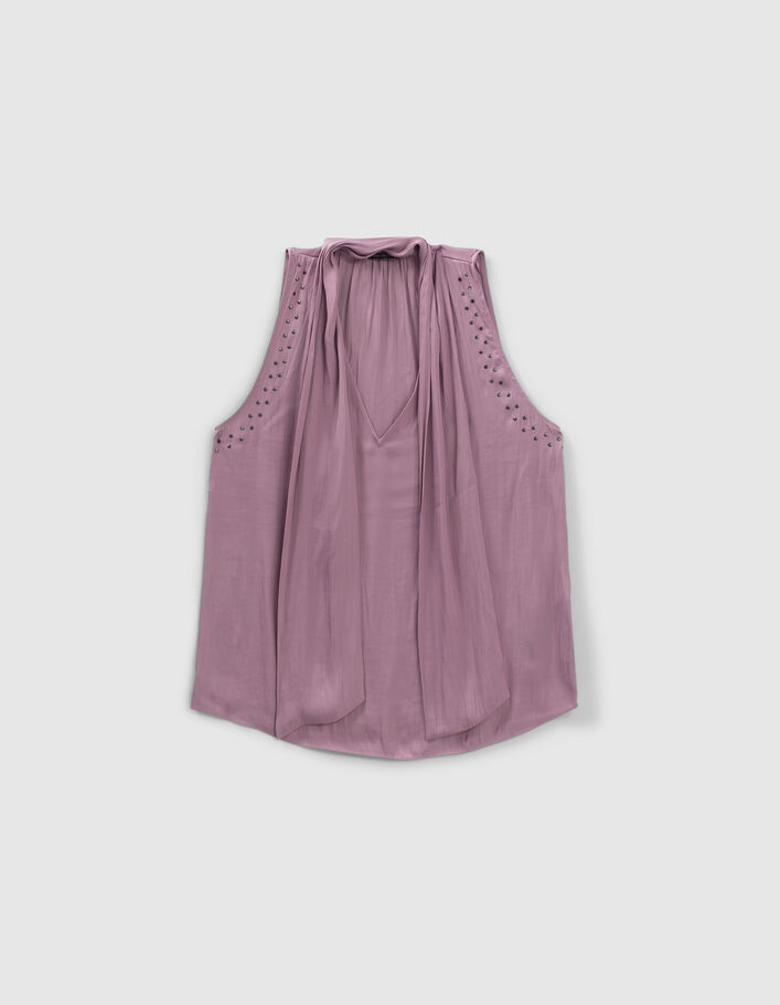 Top lavande fluide à col lavallière Femme