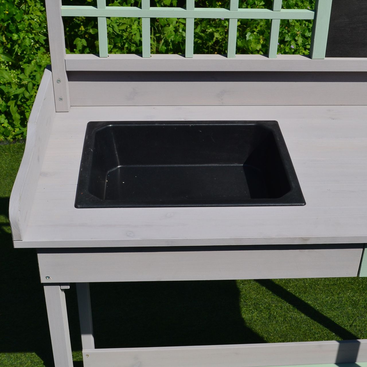 HOMCOM Gartenarbeitstisch Pflanztisch Gärtnertisch Gartentisch mit Wanne Holz