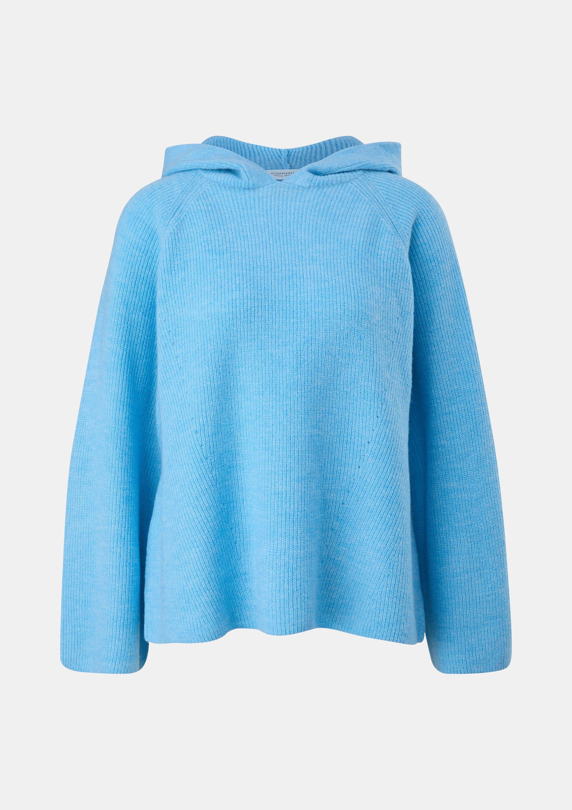 Strickpullover mit Kapuze - himmelblau