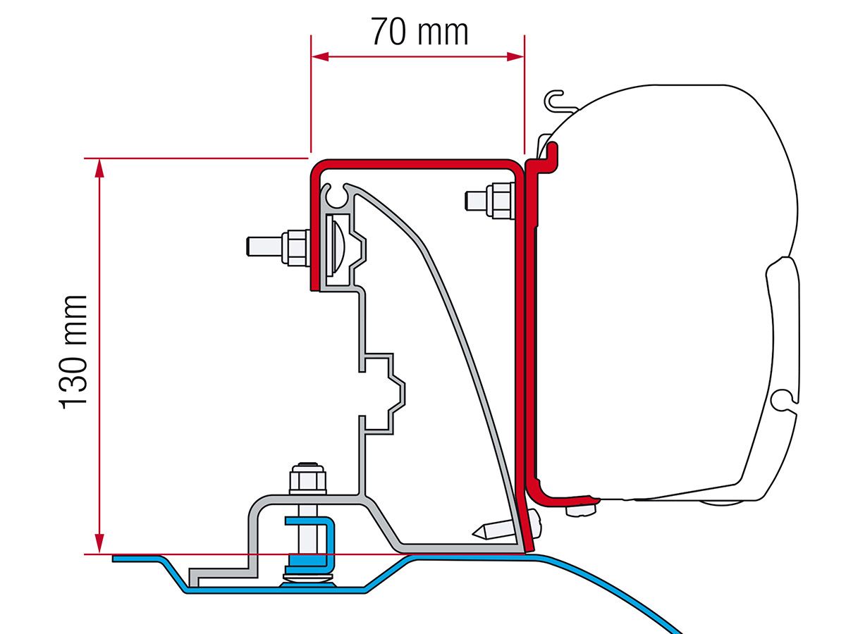 Fiamma F45 Adapter Ducato H2 Roof Rail >2006