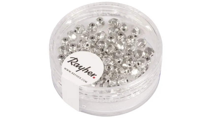 rayher Glas Schliffperle 4mm ø Brillant Silber