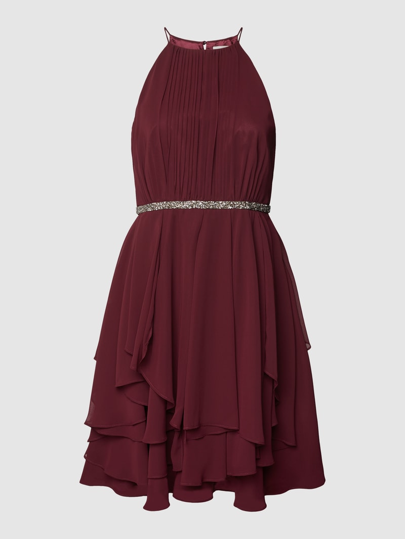 Cocktailkleid mit Volants in bordeaux rot