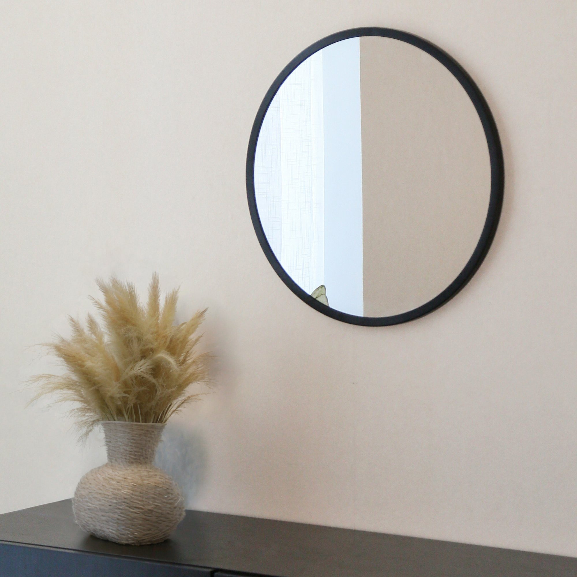 Albatros International Spiegel Albatros Spiegel rund schwarz mit Metallrand, 50cm Durchmesser, für Wohnzimmer, Badezimmer, Flur, Schlafzimmer, groß, Wand