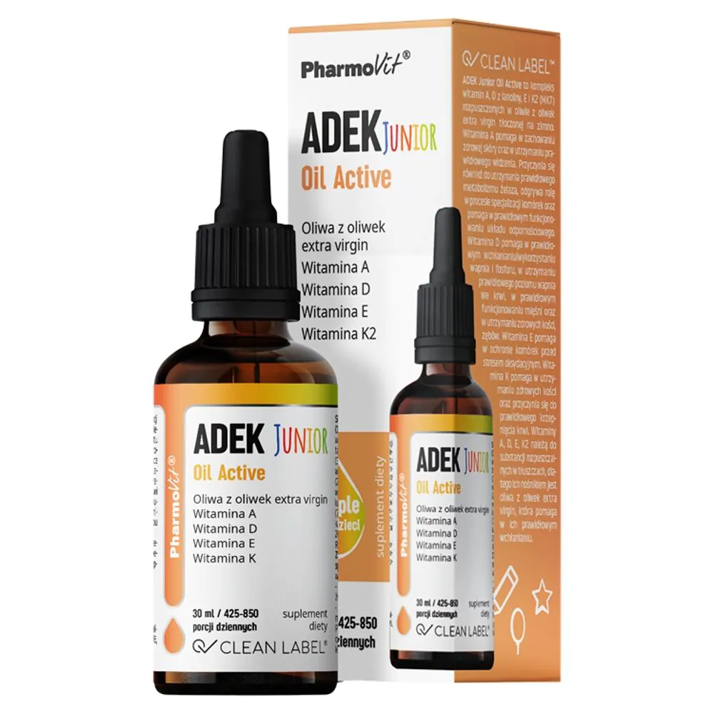 PharmoVit Clean Label ADEK Junior Oil Active Krople doustne